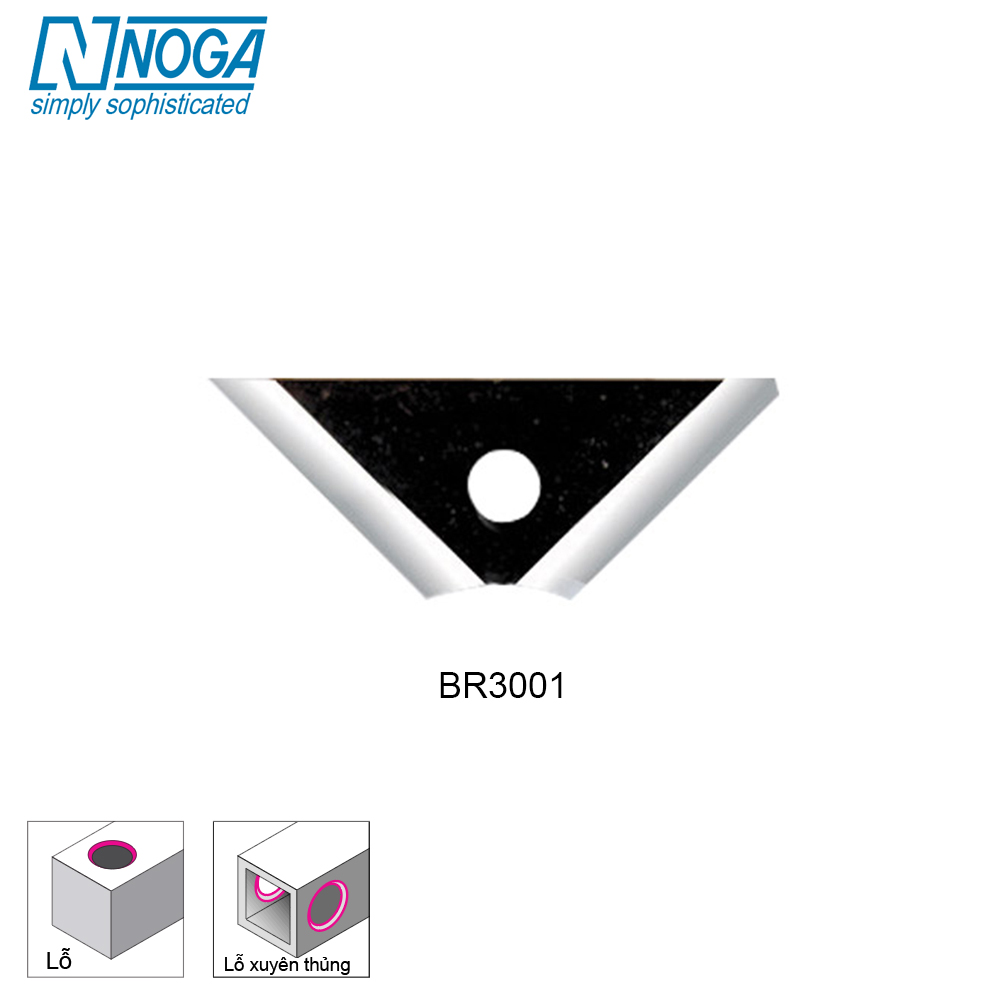 Lưỡi Dao Vát Mép Lỗ 2 Chiều Noga BR3001 (Loại Nhỏ R3)