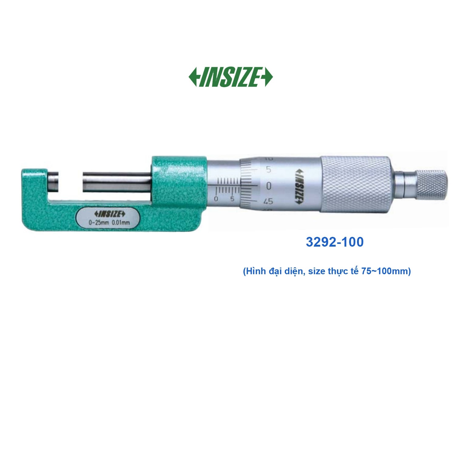 Panme Đo Ngoài Đo Trục Bánh Xe Insize 3292-100 (75-100mm/ 0.01mm)