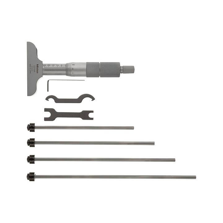 Panme Đo Sâu Mitutoyo 129-111 Có Thanh Nối, Đế 63mm (0-100mm/0.01mm)
