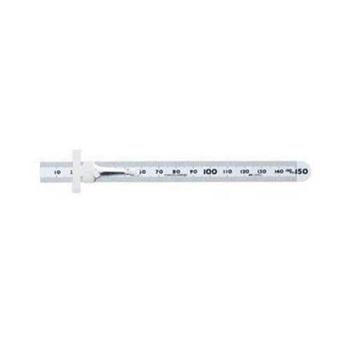 Thước Lá Inox Mạ Nhũ Bạc Có Kẹp Shinwa 13242 15cm